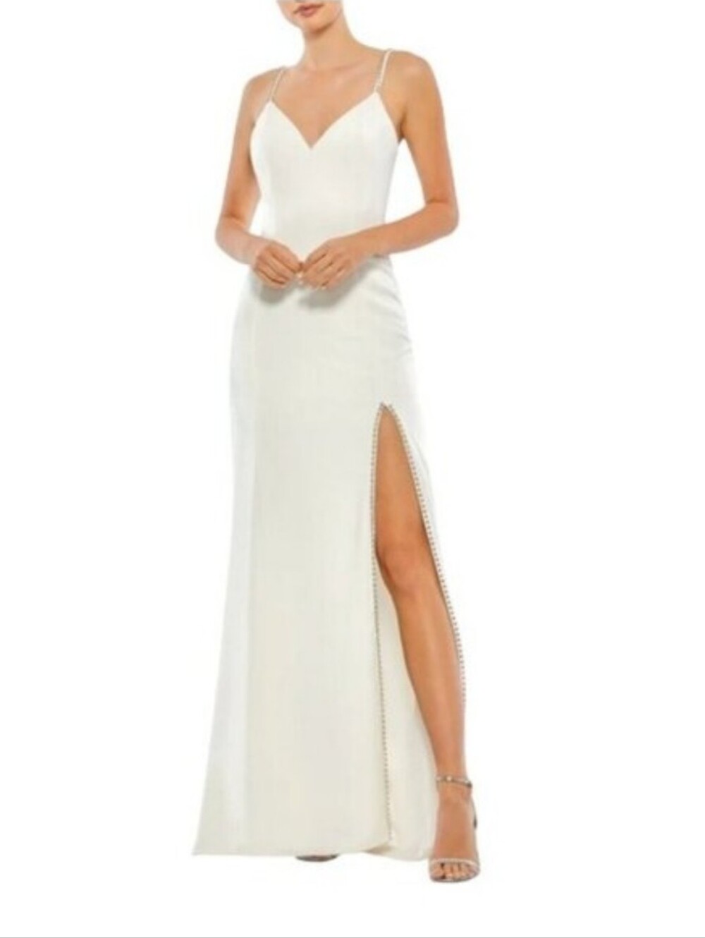 Ieena Mac Duggal Sweetheart Evening Gown Rhinestone Accent Size 4 White Bridal